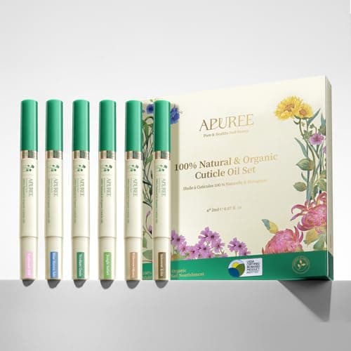 APUREE Organic Cuticle Oil Set (6pcs) | 100% Bio-Based | For Nail Dermatitis & Cracked Cuticles | USDA Verified | Hexane Free | Vegan - Image 1