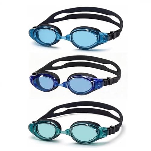 YUENREE 3 Pack Adult Swim Goggles for Men Women Teens Ages 8+ | No Leak Anti-Fog UV Protection | Easy Adjust Non-Slip Strap | with 3 Hard Travel Cases