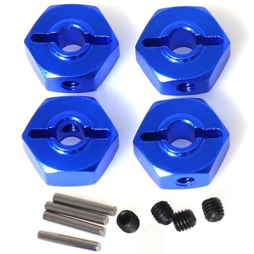 12mm Wheel Hexes for Front Rear Aluminum for Losi 1/18 Mini LMT 4X4 Brushed Monster Truck Replacement for Los212050 Upgrade Parts Wheel Hexes and Pin for Losi - LOS01026 1/18 Mini LMT Monster (Blue) - Image 1