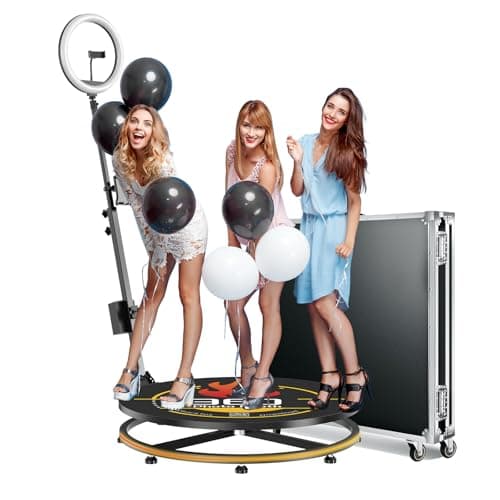 OHYEAHSPIN 360 Photo Booth with Flight Case, Ring Light, Software APP Remote Control for Parties 3-4 People Stand on Automatic 360 Rotating Camera Video Booth(32'') - Image 1
