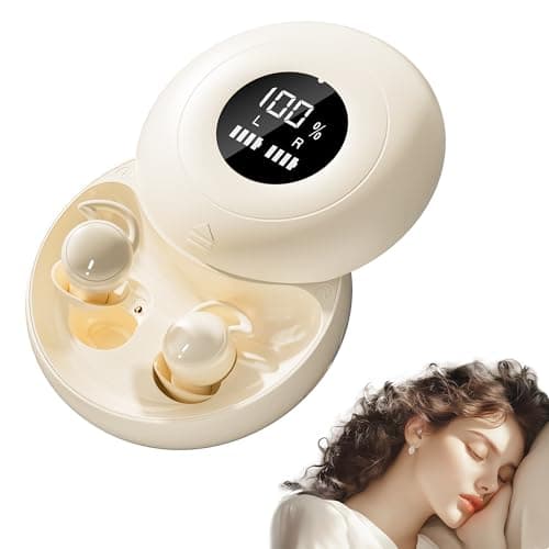 sunvito Sleep Earbuds Bluetooth 6.0, Mini Invisible Silicone Sleep Earbuds for Side Sleepers, Noise Blocking Sleeping Headphones, Hidden Earbuds with LED Display for Small Ears, Sleep & Relax (Beige) - Image 1