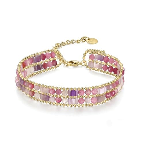 POMODA Boho Bracelets for Women Chakra Stackable Bohemian Bracelet Stack Energy Gemstone Crystal Healing Layered Summer Vacation Natural Stone Handmade Beach Jewelry for Women - Image 1