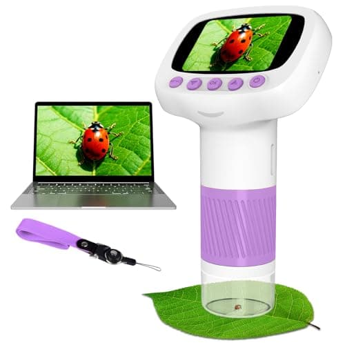Pocket Kids Microscope for Over 3 Years Old, 1000X Handheld Microscope for Kids w/2''IPS Digital, Photo Video Mini Portable Microscopes, Science Edu Digiscope,Christmas Birthday Gifts for Kids - Image 1
