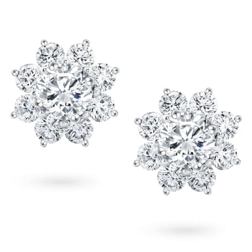 GIRIOIZ High-Carbon Diamond Stud Earrings Brilliant Round Cut Lab Created Diamond S925 Sterling Silver Hypoallergenic Stud Earrings for Women (White) - Image 1