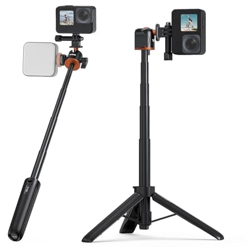 VRIG 21.5" Selfie Stick Tripod for Go Pro with Cold Shoe Mount, 360° Ball Head, Portable Vlog Handle Grip Action Camera Selfie Stick for Go Pro Hero 13/12/11/10/9,DJI Action 5 Pro/4,Insta 360 Ace Pro - Image 1