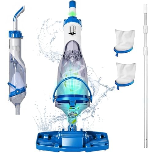 Cordless Handheld Pool Vacuum with Telescopic Pole, Rechargeable Hot Tub SPA Vacuum, Rectangular Brush, Powerful Suction, 60Min Runtime, Pools up to 88", Portable Pool Cleaner w/2 Filter Bags - Image 1