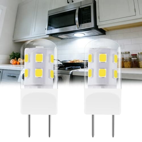 Noobibaba Upgraded Glass Microwave Light Bulbs Under Hood, G8 LED Bulb for GE LG Samsung Under Microwave Light Bulb, 3W Equivalent WB25X10019 20W Halogen Lamp 120V Daylight White 6000K 2-Count - Image 1