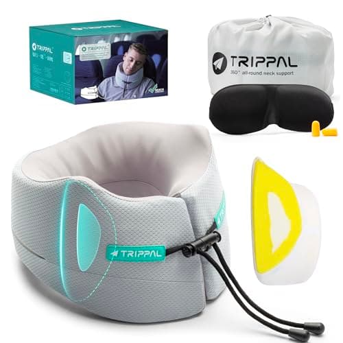 TripPal Airplane Sleeping Travel Pillow: 360° Chin & Neck Support with Flat Back for Side Sleepers on Long-haul Flights - Dual-Density Memory Foam (8lb Non-Collapsing) to Prevent Head Bobbing - Image 1