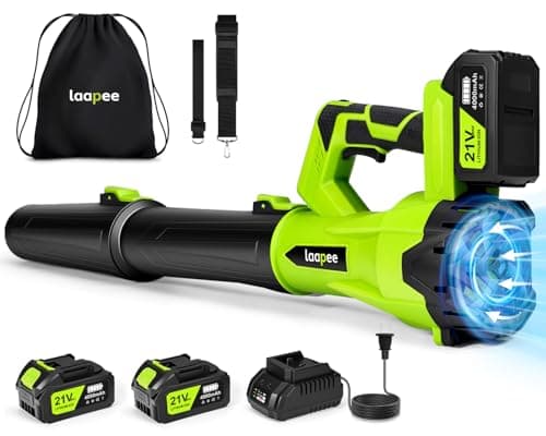 Leaf Blower Cordless,Electric Leaf Blower with 2 4.0Ah Battery Powered and Fast Charger, Cordless Blowers for Lawn Care and Car Dust Snow Blower,6 Speed Control - Image 1