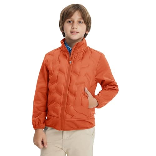 M MAELREG Boys Jacket with Pocket Loose Fit Zip Up Long Sleeve Windproof Warm Sports Golf Jacket for Boys - Image 1