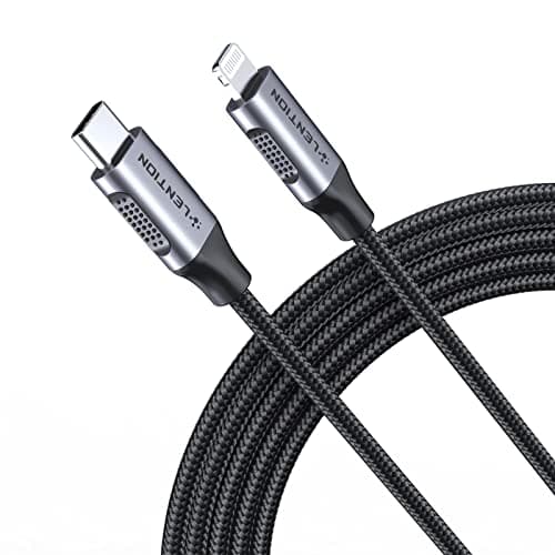 LENTION USB C to Lightning iPhone Cable MFi Certified Type C Fast Charging Cord 6.6ft, Nylon Braided Charger Cable Compatible iPhone 13/12/11/Mini/Pro/Max/X/XS/XR/8/SE,iPad Air/Pro/mini (Space Gray)