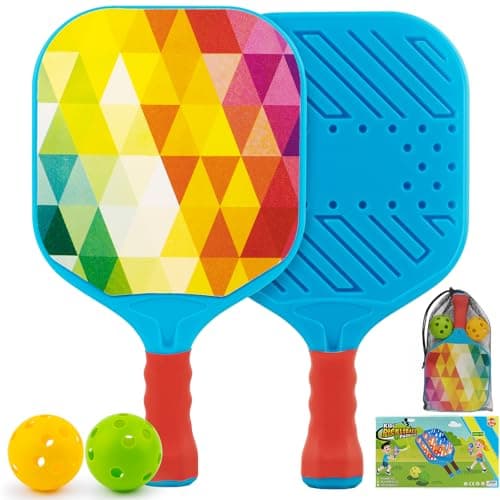 Easter Gift for Kid Rainbow Pickleball Paddle for Toddler - Easter Basket Outdoor Beach Yard Games Toy for Kids Ages 4 5 6 7 8 Year Old Boy Girl, Lightweight with Easy Grip for Small Hands,Beginner - Image 1
