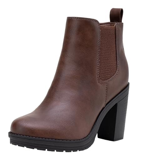 Jeossy Women's 9676 Ankle Booties Platform Chunky Heel Boots, Whisky, Size 9M US(DJY9676 Whisky 09) - Image 1