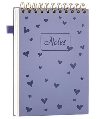 Yoment Top Spiral Notebook A5 Leather Hardcover Steno Pads, 240 Pages 100 GSM Cute Top Bound Spiral Notebooks College Ruled 6 x 9, Left Handed Spiral Notepads for Work, School, Home, Purple - Image 1