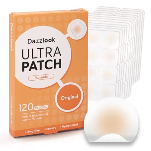 Dazzlook Ultra Pimple Patches - Hydrocolloid Acne Patch for Covering Zits and Blemishes Breakouts Spot Acne Dots Stickers for Face and Skin (120 count) 3 Size Day and Night Use - Image 1
