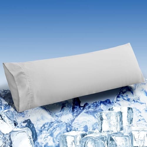 LOVSTOY Cooling Pillow Cases Body Size, Breathable Cool Pillowcases for Hair Skin and Hot Sleepers, Soft Silky Summer Pillow Cover with Envelope Closure, Grey, 20"x54" - Image 1