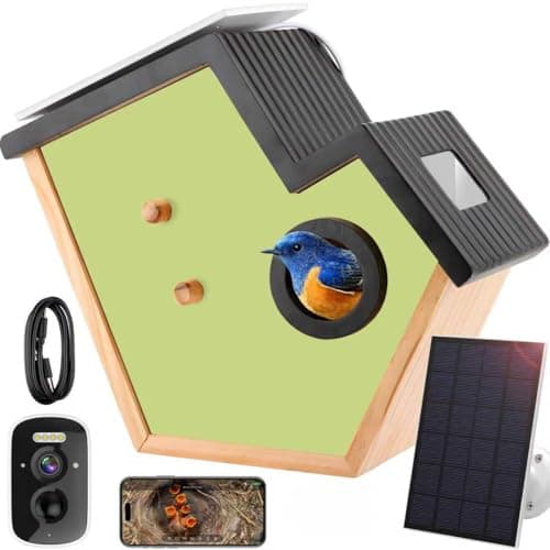 Bird House with Camera Solar Powered, 2K HD & Night Vision for AI Camera Recognition for Over 10,000 Species, Real-time Videos & Pictures,Auto Detect & Notify Birdhouse Kit for Bird Lovers (Green) - Image 1