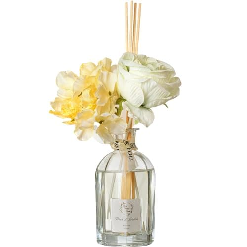 Reed Diffuser Set, Pretty Valley Home Dried Flowers Diffuser 120Ml / 4.05 fl OZ Gift Box - Includes Sticks, Long Lasting Fragrance Oil and Glass Bottle for Office Living Room Decor (Fleur d Jardin) - Image 1