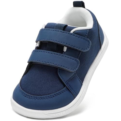 STQ KIDS Toddler Wide Toe Box Barefoot Shoes Boys Sneakers Lightweight Kid Tennis Shoes Non-Slip Comfort First Walking Shoe for School Outdoor Indoor Activities Navy/White Toddler Size 9 - Image 1