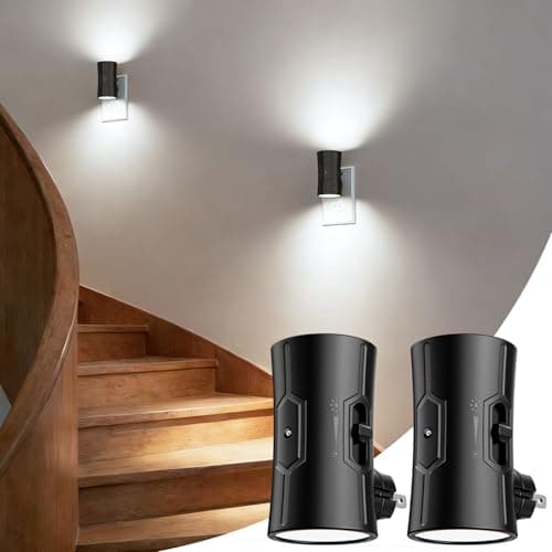 fesnne Night Light, 2-Pack Dimmable Plug-in Night Light with Auto On/Off & 90°Rotatable Plug, 0-100LM Adjustable Brightness,1W Ultra Low Energy for Bedroom, Hallway, Bathroom, Kids Room, White - Image 1