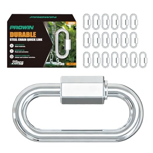 PROWIN M8-20 Pack 3'' Quick Links Chain Connectors, 5/16″ Galvanized Chain Locking Hooks, 1200LBS Heavy Duty Thread Quick Link Clips, Twist Oval Keychain D Shape for Swing, Camping - Image 1