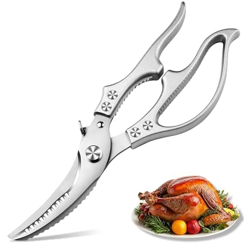 Poultry Shears, Kitchen Scissors for Food, All Purpose Heavy Duty for Chicken Wing/Thigh/Bone, Meat, Quail, Fish, Turkey, Vegetables, Stainless Steel Cooking Aid Scissors, Dishwasher Safe