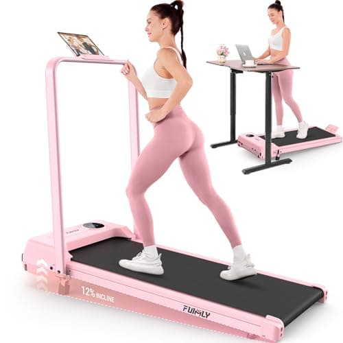 FUNMILY Foldable Walking Pad with Handle Bar, 4 in 1 Under Desk Treadmill with Incline, 2025 Upgraded Smart Folding Treadmill for Home/Office, Ultra-Quiet - Image 1