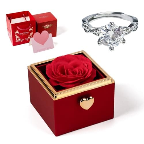 mountova Valentine’s Day Gift for Her Preserved Rose Surprise Box with Heart Necklace, Luxury Flip Jewelry Box, Romantic Gift for Girlfriend or Wife, Anniversary & Proposal(red-2) - Image 1