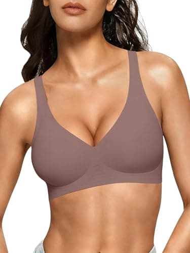 COCOMARTS Jelly Bras for Women No Underwire Seamless Push Up Comfortable Tshirt Everyday Deep V Bra with Support and Lift Grey Medium - Image 1
