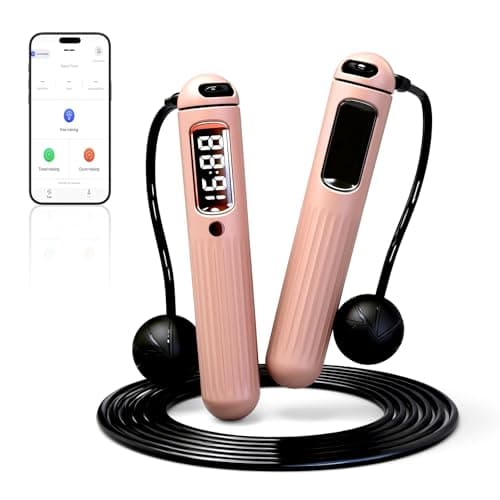 Smart Jump Rope,Cordless Jump Rope with LCD Display Counter,APP Data Analysis,Cordless Ball Counterweight Skipping Rope,Suitable for Women, Men, all Age Groups Adjustable Skipping Rope (Pink) - Image 1
