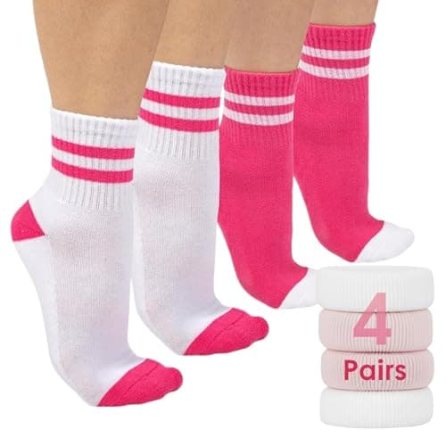 Forever Bambe Retro Mini Crew Socks for Women - 4 Pink Socks - Image 1