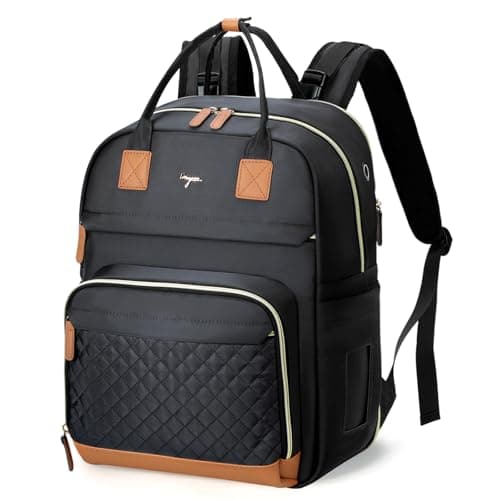 Tonyeee Diaper Bag Backpack - Extra Large Diaper Bag for 2 Kids Twin, Travel Baby Bags for Mom Dad 25-37L Expandable with Changing Pad Earphone Hole, Solid Black - Image 1