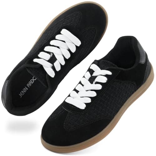 JENN ARDOR Womens Black Fashion Sneakers Casual Walking Shoes Classic Non-Slip Comfort Dress Skate Shoes Size 10 - Image 1