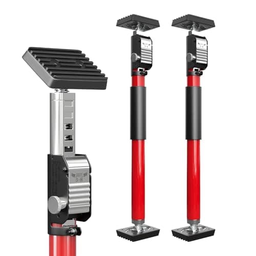 3-H Cabinet Jacks for Installing Cabinets 2 Pack, Thickened All-Steel Adjustable Support Pole, Extend 15.7"-24.4", Heavy-Duty Third Hand Tool with Self-Locking Spring Ratchet,Red