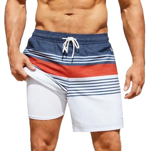 CoozySphere Men's Swim Trunks Hawaiian Bathing Suits with Compression Liner 7 Inch Swimsuits Beach Shorts with Pockets XL - Image 1