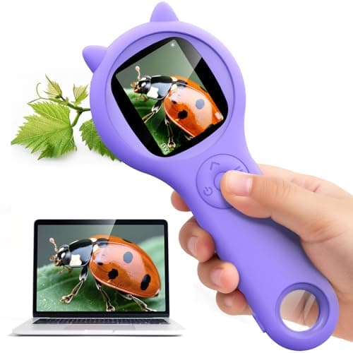 Microscope for Kids - Electronic Handheld Magnifying Glass for Children-STEM Educational Science Kit Toys for Spring Outdoor Easter Birthday Gifts Toys for 5-8 9-12 Year Old Girls(Purple) - Image 1