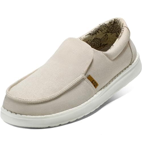 STQ Slip on Canvas Loafers for Women's Arch Support Sneakers Comfortable Orthopedic Shoes for Foot Pain Relief Taupe Size 9.5 - Image 1