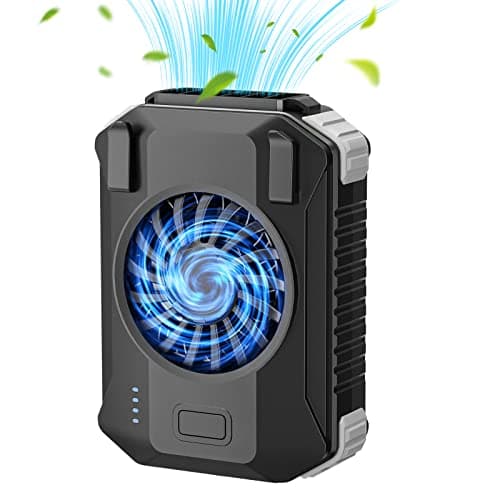 10000mAh Portable Waist Fan with Charger & Flashlight - 3-Speed Strong Airflow, Shirt Fan Clip-On Belt for Outdoor Work, Construction, Hiking, Cooling (Black) - Image 1