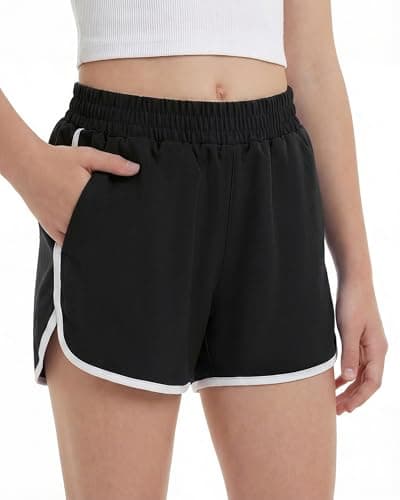 Stelle Girls Athletic Shorts with Pockets Quick Dry Running Shorts Gymnastics Basketball Short for Teen Kids Black XXL - Image 1