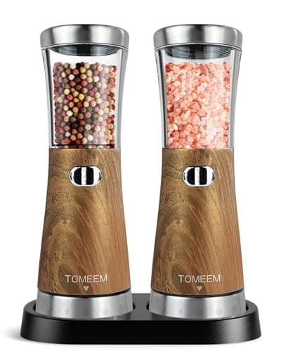 Electric Salt and Pepper Grinder Set with Storage Base, Stainless Steel Rechargeable Salt and Pepper Grinder Set with 4.5 oz Large Capacity, 1.8" Wide Mouth, Adjustable Coarseness, Ideal for Kitchen - Image 1