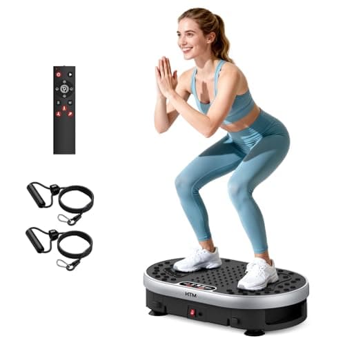 HTM Vibration Plate Exercise Machine with 120 Speed Levels, 9 Program Modes and Remote Control - 15 Min Timer, 300 lbs Capacity Vibrate Stand Shake Board for Full Body Workout, Fat Burner and Toning - Image 1