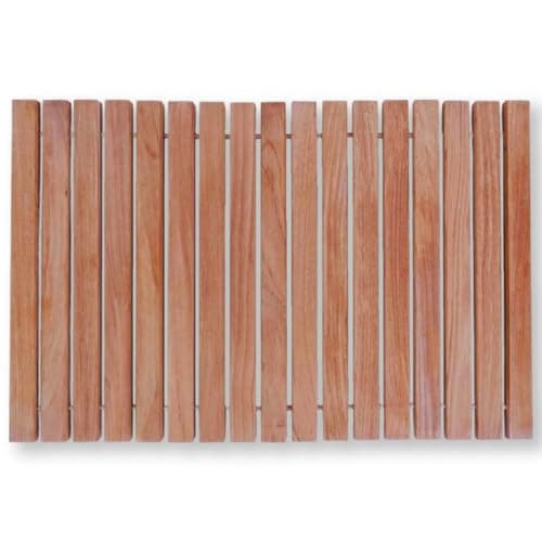 Nordic Style Teak Shower and Bath String Mat - Indoor and Outdoor Use - Non-Slip Wooden Platform for Sauna, Pool, Hot Tub Flooring Decor and Protector (Natural Finish, 23.62" x 15.75") - Image 1