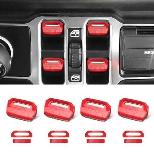 DIAMOOKY 4PCS Upgraded Window Switch Button Cover Compatible with Jeep Wrangler JL JLU 2018-2026 and Gladiator JT 2020 2021 2022 2023 2024 2025 2026 Wrangler 4xe Interior Accessories(Bright Red) - Image 1