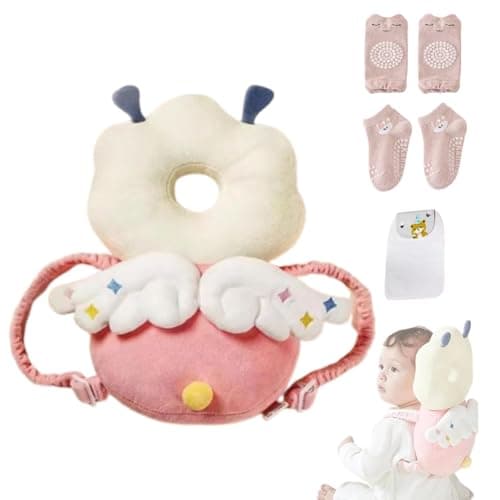 Baby Head Protector Backpack, Adjustable Head Protection Backpack with Baby Knee Pads for Crawling, Soft, Breathable and Wearing Safety Head Protector - Pink Fairy - Image 1