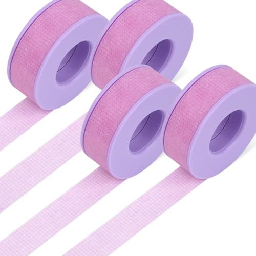 Obeyalash 4 Rolls Lash Extension Tape - Eyelash Tape for Lash Extensions Micropore Tape Silicone Gel Tape Green Blue Pink Medical Tape for Lashes, Makeup, Wound Care, Sensitive Skin (4pcs Purple) - Image 1