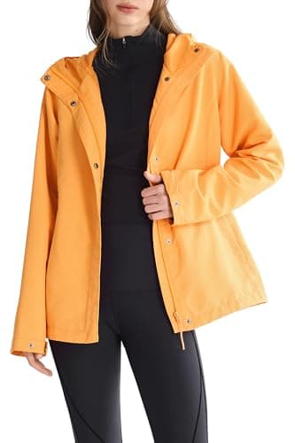 Orolay Women's Lightweight Outdoor Jacket Hooded Packable Softshell Raincoat Travel Water-repellent Breathable Hiking Windbreaker Orange X-Small - Image 1