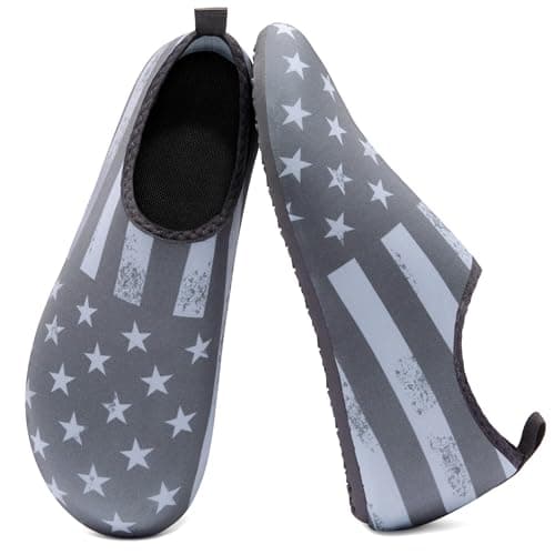 Metog Unisex Water Shoes Quick-Drying Beach Aqua Shoes for Women Men Grey Flag 6-7 W/ 5-6 M US - Image 1
