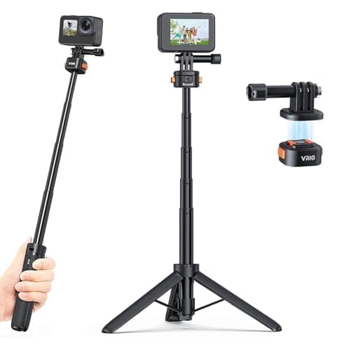 VRIG 20" Extendable Selfie Stick Tripod, AC-04 Tripod + Magnetic Quick Release Adapter, Vlog Handle Grip for Hero 13 12 11 10 9, DJI Osmo Action 5Pro / 4, Insta360 Ace/Ace Pro - Image 1