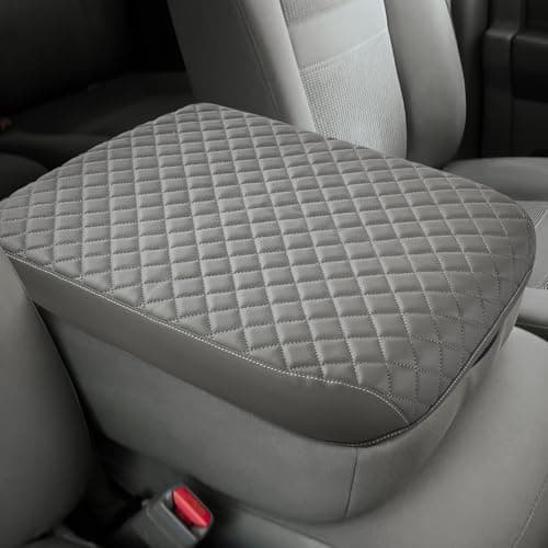 JOYTUTUS Center Console Cover Compatible with 2002-2012 Ram 1500 2500 3500 Jump Seat Console, Leather Arm Rest Armrest Cover for Car, Durable Middle Console Cover, Car Arm Rest Cover Replacement, Gray - Image 1