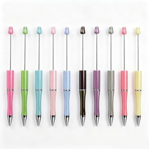 Circumpolar 10Pcs Rainbow UV Plated Beadable Ballpoint Pens, Shiny Glossy DIY Beaded Pens, Bling Decorative Writing Pens for Office & Gift